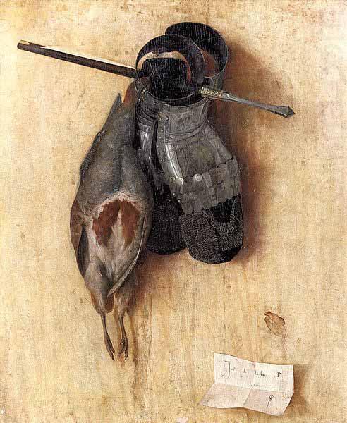 Still-Life with Partridge and Iron Gloves, Jacopo de Barbari
